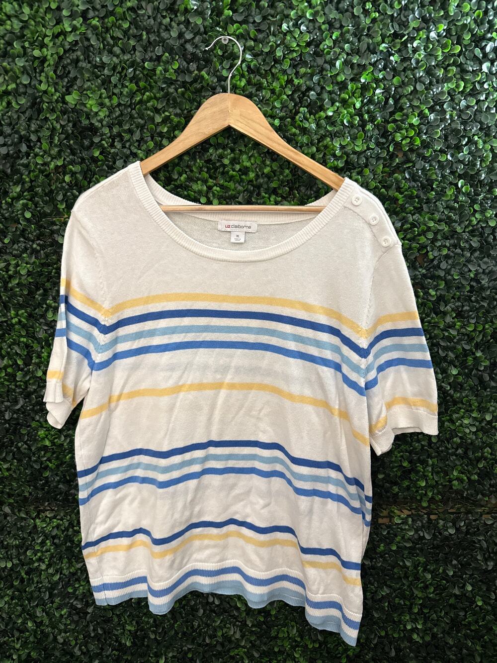 Liz Claiborne, Knit Blouse, Soft Short Sleeve, Comfortable Casual Women’s XL